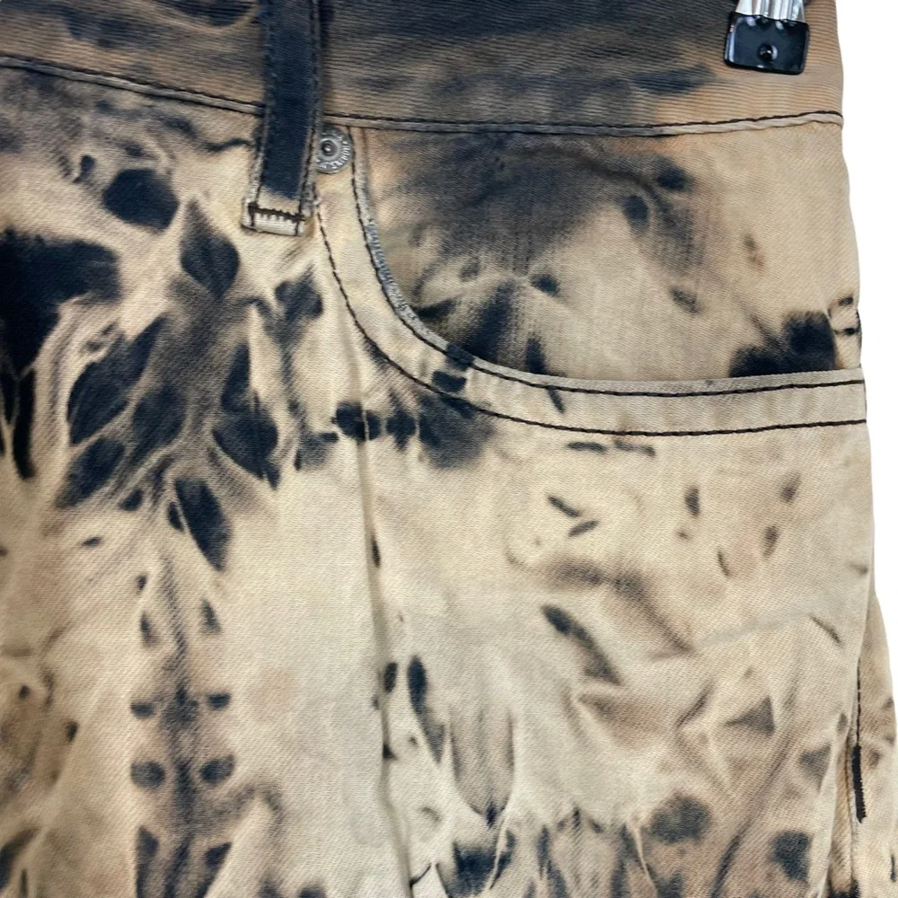 Robins Jean Long Flap Embellished Rhinestone Pocket Tye Dye Mens Size 40 Demim